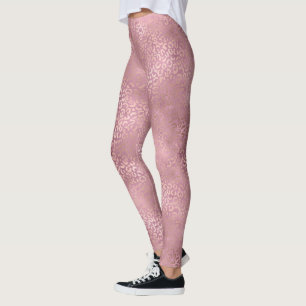 Leggings Impresión de leopardo rosa de lino de lino
