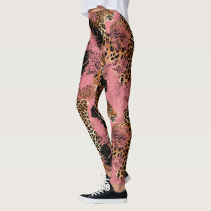 Leggings Impresión de leopardo rosa/dorado