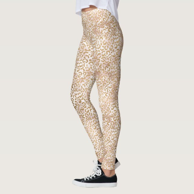 Leggings Impresión de leopardo rosa Girly Glam Gold (Izquierda)