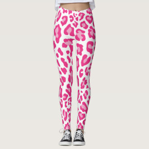 Leggings Impresión de leopardo rosa y blanco