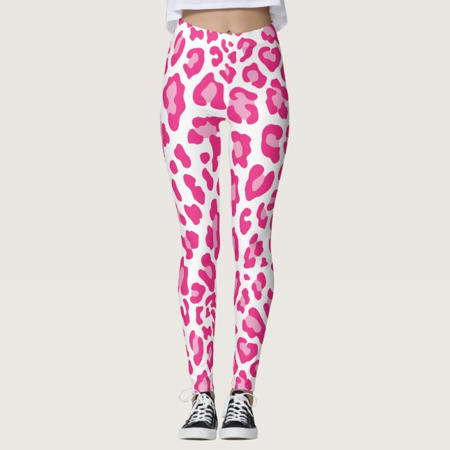 Leggings Impresión de leopardo rosa y blanco (Anverso)