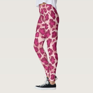 Leggings Impresión de leopardo rosa y rojo