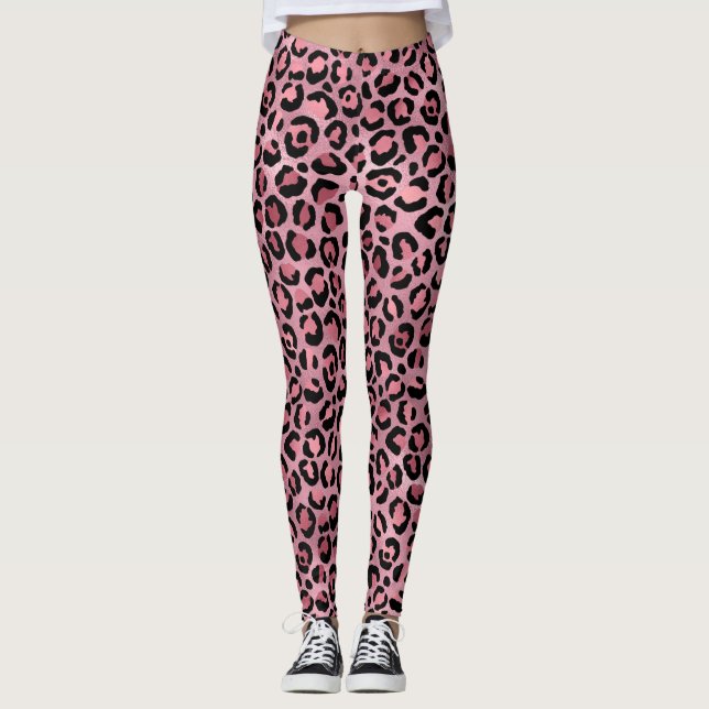 Leggings Impresión de leopardo rosado (Anverso)