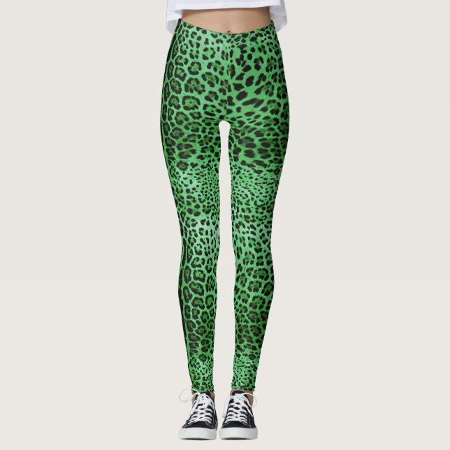 Leggings Impresión de leopardo verde (Anverso)