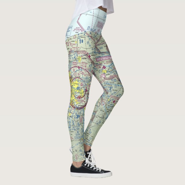 Leggings Impresión de mapas de aviación de yoga Pants/Leggi (Derecha)