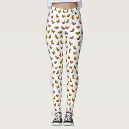 Leggings Impresión de mariposa colorida linda en blanco