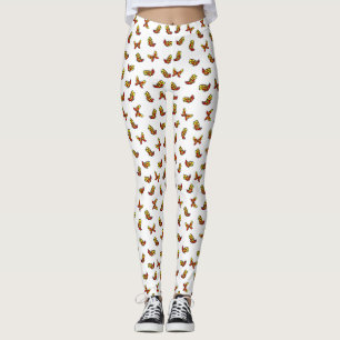 Leggings Impresión de mariposa colorida linda en blanco