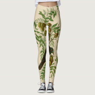 Leggings Impresión de pájaro Grackle púrpura de Audubon Vin