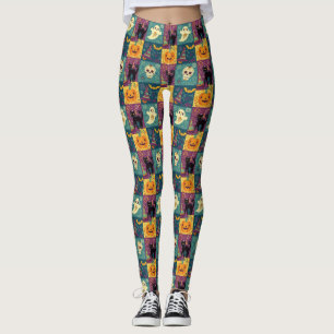 Leggings Impresión de parches de Halloween brillante