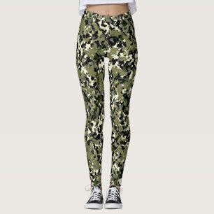 Leggings Impresión de patrón de camuflaje de crema negra ve