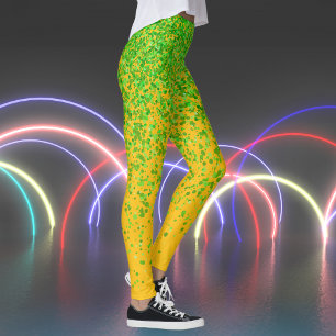 Leggings Impresión de pecas verdes y Naranjas amarillos