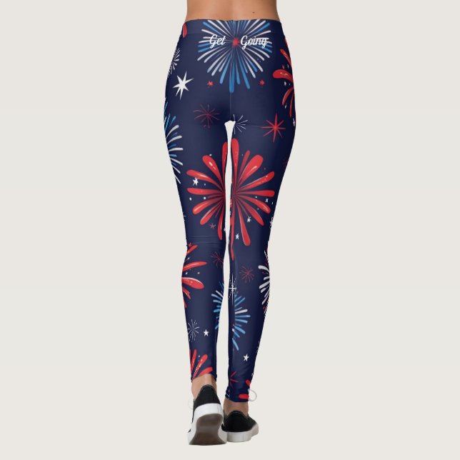 Leggings Impresión de petardo 4 de julio (Reverso)