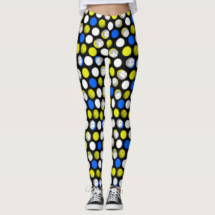 Leggings Impresión de Pickleball - lunares azules blancos