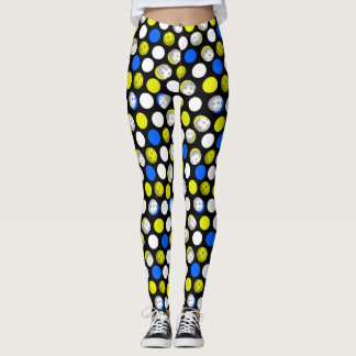 Leggings Impresión de Pickleball - lunares azules blancos