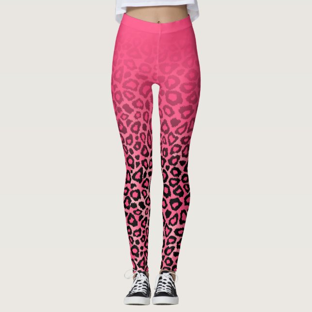 Leggings Impresión de piel de animales de leopardo rosa cal (Anverso)