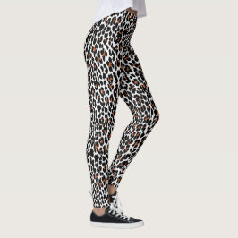Leggings Impresión de piel de leopardo blanco