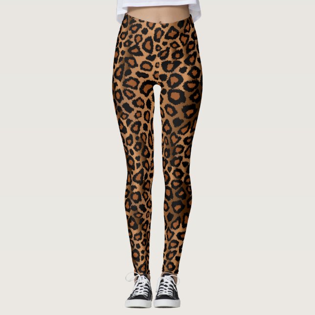 Leggings Impresión de piel de leopardo marrón (Anverso)