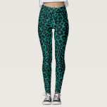 Leggings Impresión de piel de leopardo Verde azulado<br><div class="desc">Leggings. Sea la charla de tus amigos con este elegante y verde azulado leopardo animal estampado con ropa informal personalizado pantalones de diseño o estar listo para alguna acción física en tu clase de yoga, clase de fitness o simplemente correr en un estilo cómodo. ⭐ 99% de mis diseños en...</div>