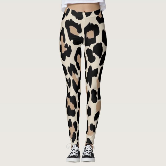 Leggings Impresión de piel morena y negra leopardo (Anverso)