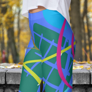 Leggings Impresión de resumen azul real en negrita