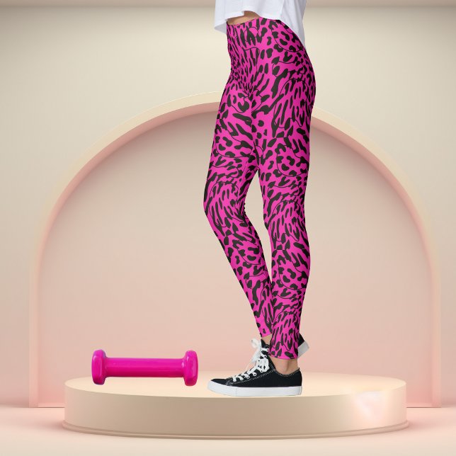 Leggings Impresión de Safari de Leopardo Rosado Caliente (Subido por el creador)