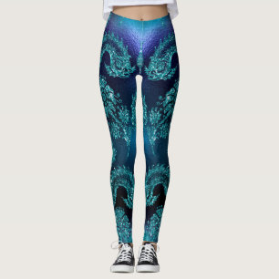 Leggings Impresión de tatuajes azules excelentes
