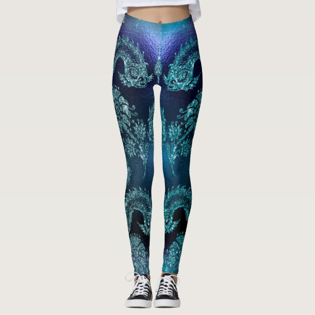 Leggings Impresión de tatuajes azules excelentes (Anverso)