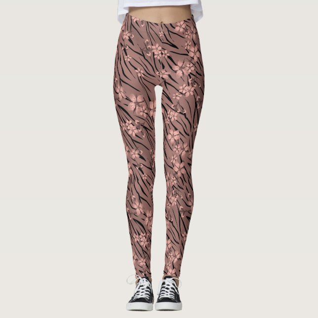 Leggings Impresión de tigre floral (Anverso)