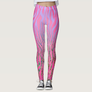 Leggings Impresión de tigre rosa de medio Purpurina