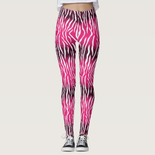 Leggings Impresión de tigre rosa y blanco degradado