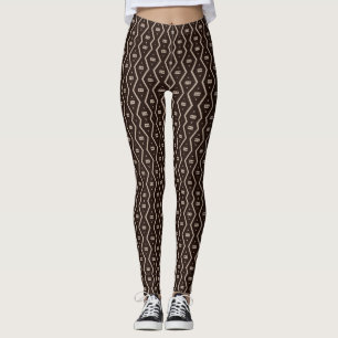 Leggings Impresión de trapo de barro moderno marrón
