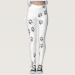 Leggings Impresión de traza<br><div class="desc">huellas de pata plateada en las piernas para cada amante del perro</div>