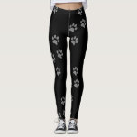 Leggings Impresión de traza<br><div class="desc">huellas de pata plateada en las piernas para cada amante del perro</div>