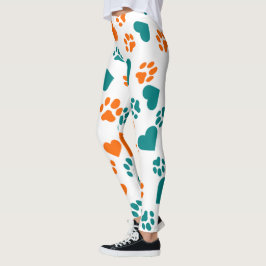 Leggings Impresión de trazo y corazón - Naranja y azul