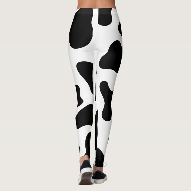 Leggings Impresión de vaca en blanco y negro (Reverso)