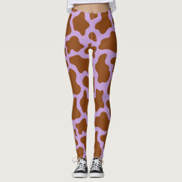 Leggings impresión de vaca marrón pastel