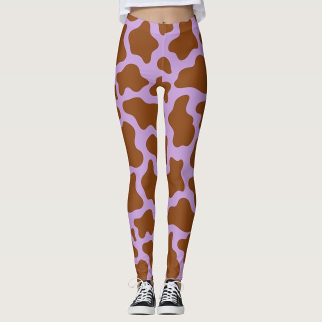 Leggings impresión de vaca marrón pastel (Anverso)