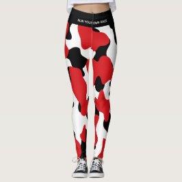 Leggings Impresión de vaca negra roja de moda personalizado