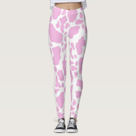 Leggings Impresión de vaca rosa