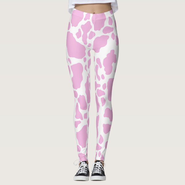 Leggings Impresión de vaca rosa (Anverso)