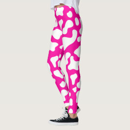 Leggings Impresión de vaca rosa