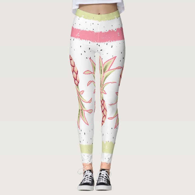 Leggings Impresión de verano sin foco tropical de piña (Anverso)