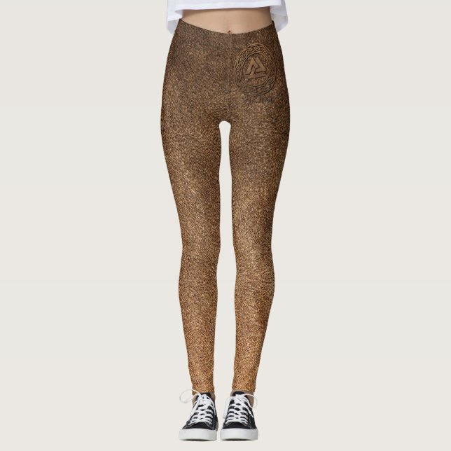 Leggings Impresión del cuero del guerrero de Viking (Anverso)