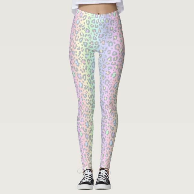 Leggings Impresión del leopardo arcoiris Pastel (Anverso)