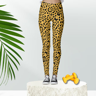 Leggings Impresión del leopardo de Safari Amarillo de los 8