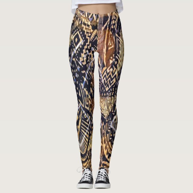 Leggings Impresión del paño del fango de Dogon (Anverso)