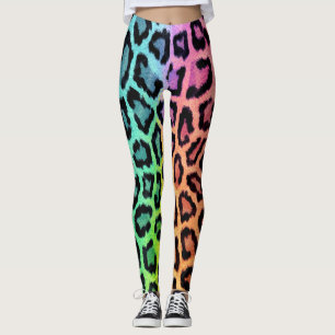 Leggings Impresión divertida de leopardo multicolor