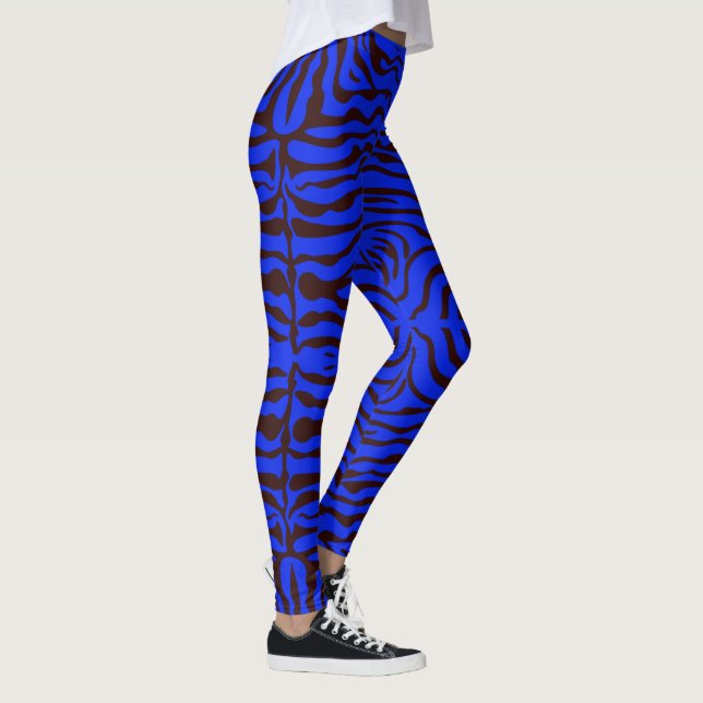 Leggings Impresión eléctrica de cebra azul y negro (Derecha)