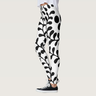 Leggings Impresión en negro y blanco bastante floreada