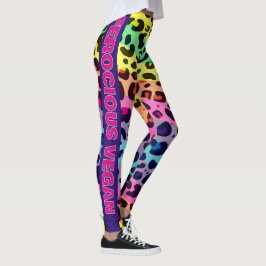 Leggings Impresión feroz del leopardo arcoiris del Vegan vi
